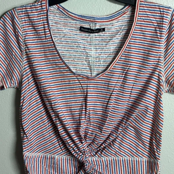 Abercrombie & Fitch Women Striped Crop Top‎ Twist Knot Size M. - Image 2