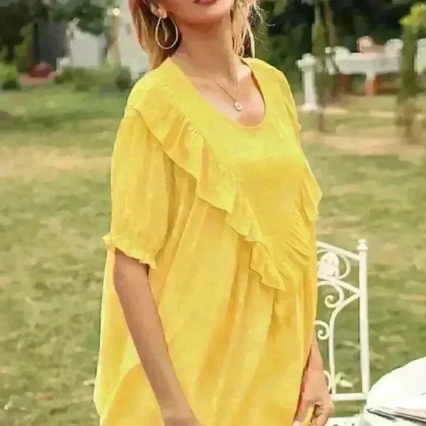 Yellow Ruffle Summer‎ Top Size L - Image 3