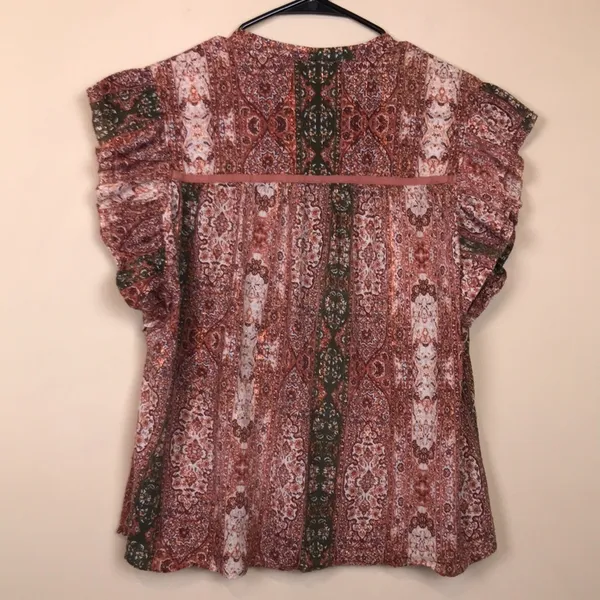 Good Hart Matilda Jane Women’s Boho Pattern Print Metallic Flutter Sleeve Blouse - Image 5