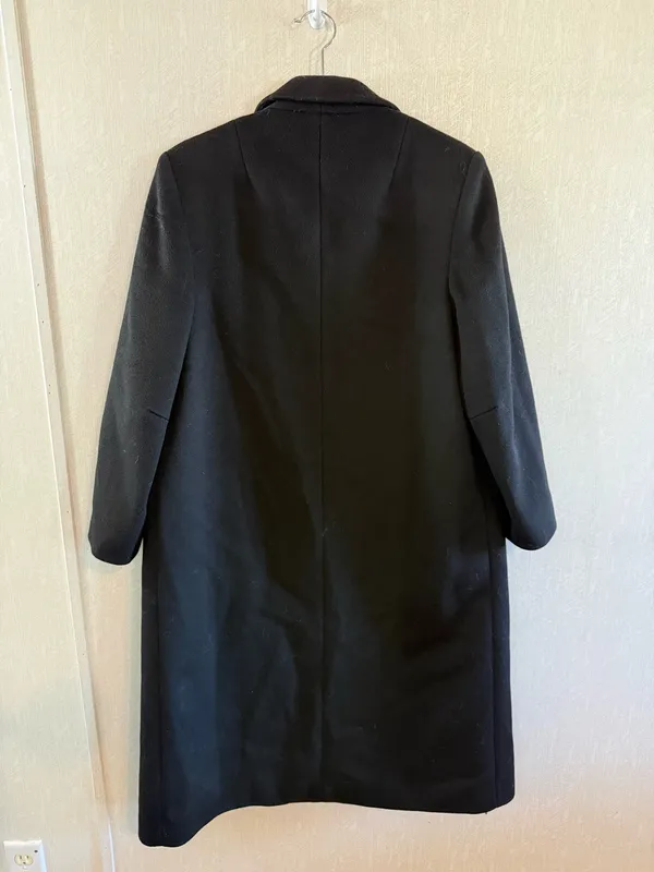 Vintage John Weitz Forstmann 100% Wool Black Double Breasted Long Coat Size L - Image 3