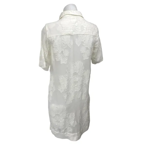 Aritzia Wilfred Hemistiche White Semi Sheer Short Sleeve Mini Shirt Dress Sz XS - Image 2