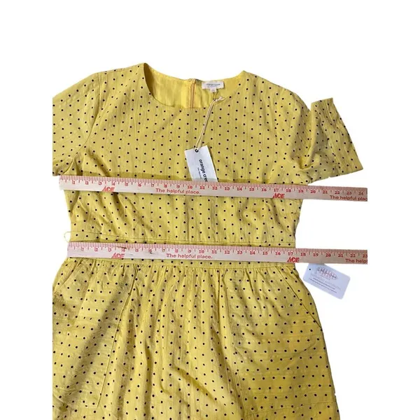 Orange Creek Los Angeles Dress Womens L NEW Yellow Black Polka Dot Modest - Image 10