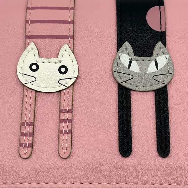 Pink Cat Wallet Zipper Closure - Image 2