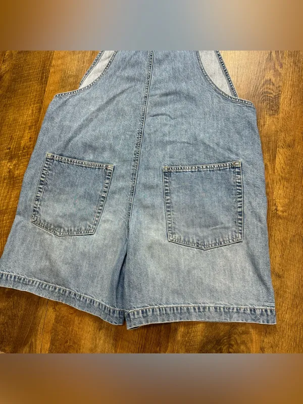 Vtg GAP Denim Shortalls Overalls Sz XL Relaxed Cotton Faded - Image 12