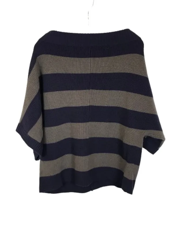 Tory Burch Size Medium 100% Wool Oversized Wool Short Sleeve Striped Sweater - Image 4