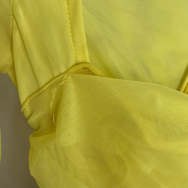 House of CB Valentina Yellow Long Sleeve Ruched Organza Mesh Mini Dress XS - Image 6