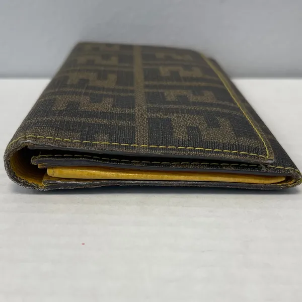 Fendi Tobacco/Yellow Zucca Coated Canvas & Leather Long Wallet - Preowned - Image 6