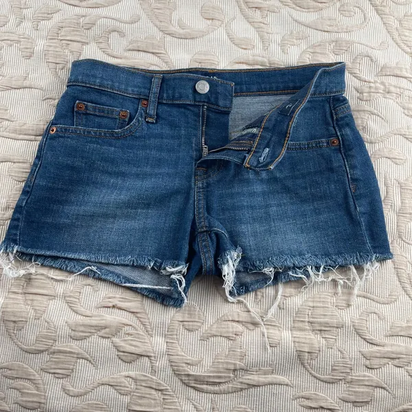 Gap Denim 1969 Womens 24P Medium Wash 3 Inch Cut Off‎ Jean Shorts Blue Petite - Image 3