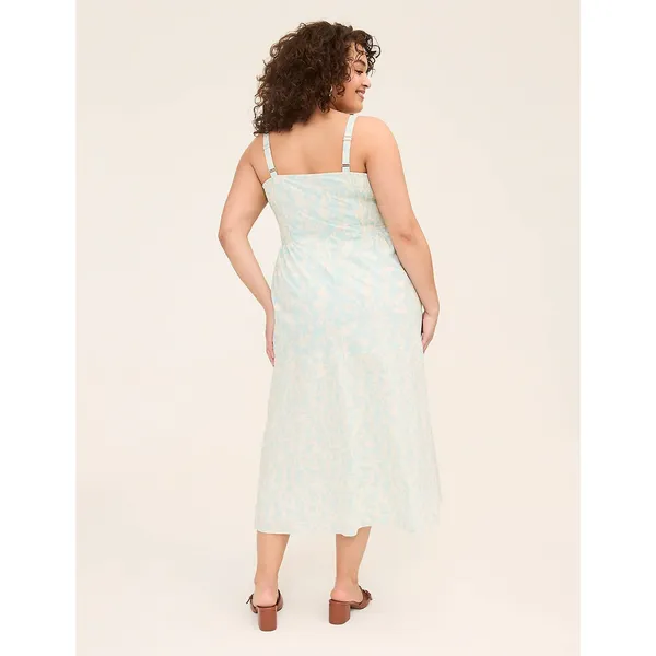 Lane Bryant Blue Floral Smocked Bodice‎ Maxi Dress Sleeveless Cotton Size 12 - Image 2