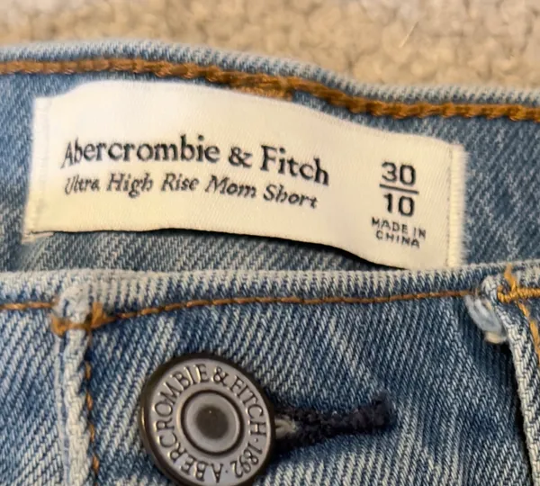 Abercrombie & Fitch Light Blue Distressed Denim Shorts - Image 6