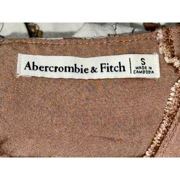 NEW Abercrombie & Fitch White Pink Floral Linen Smocked Halter Mini Dress Size S - Image 8