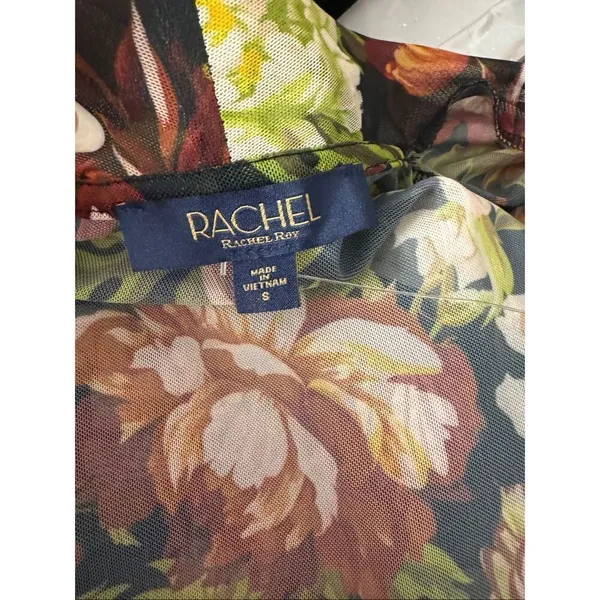 Rachel Roy Floral Mesh Sleeveless Wrap Top Size Small - Image 5