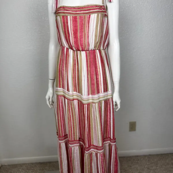 Unbranded Cotton Blend Striped Maxi Dress in Red/White and Green J-8 - Image 6
