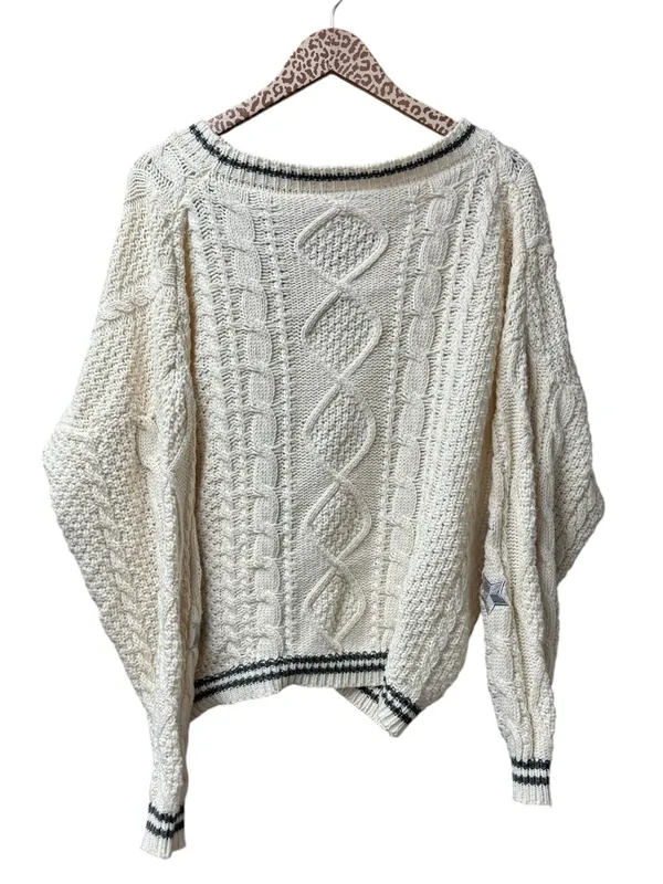 Taylor Swift Folklore Album Era Cable Knit V-Neck Button Cardigan Sweater MD/LG - Image 4