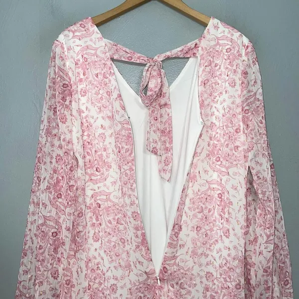 INC Babydoll Dress Size S Pink Floral Chiffon Coquette Feminine Romantic Sheer - Image 6