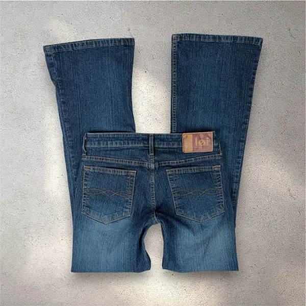 VTG L.E.I. Bootcut Jeans Juniors 1 Blue Mid Rise Denim Western Downtown Girl Y2K - Image 2