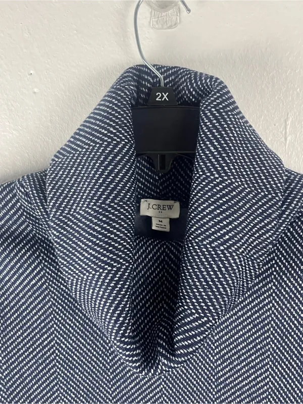 J. CREW Factory Blue Long Sleeves Funnel Neck Top Size Medium Fall Cabin Casual - Image 5