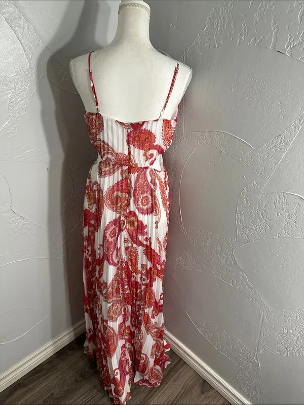 Express Pink & Orange Paisley Cutout Maxi Dress - Image 5