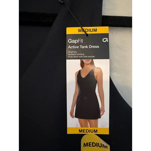 GapFit Active Tank Dress Womens Medium Black NWT Tennis Pickleball Exercise Mini - Image 2