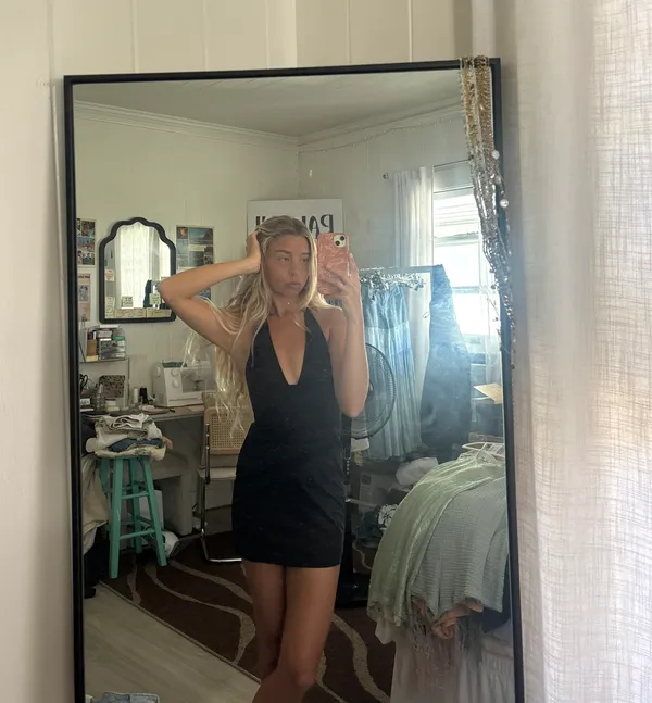 Black Dress V Neck Halter - Image 2