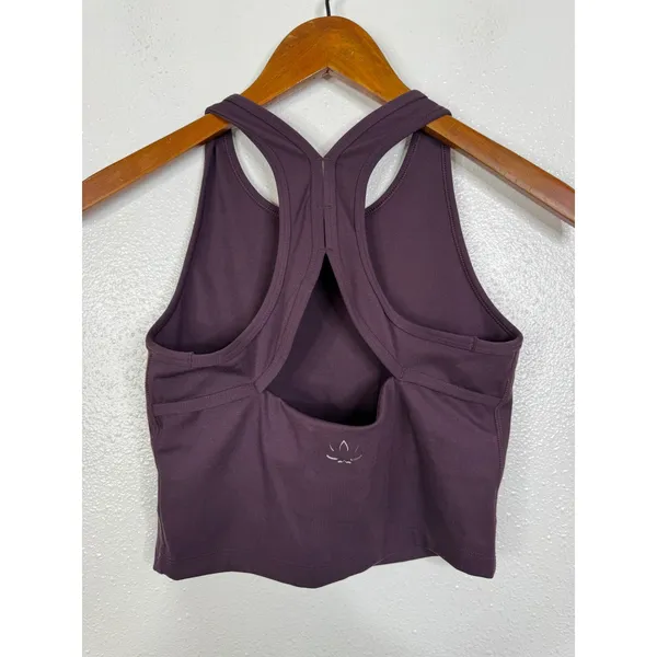 Beyond Yoga Spacedye Slim Racerback Cropped Tank Purple Plum Built-in Bra XS - Image 2