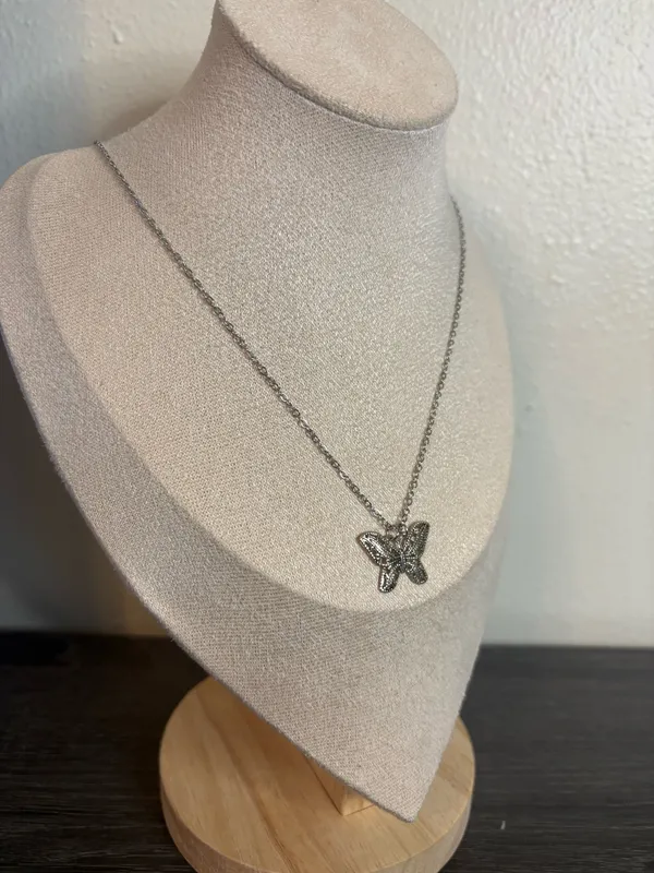 Handmade Silver Butterfly Necklace - Image 3