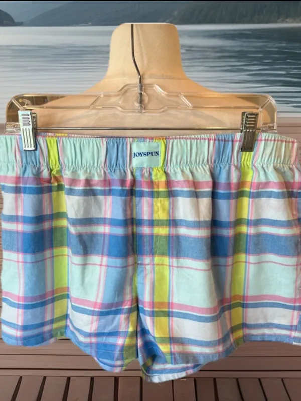 Adorable Plaid Cotton Pastel Pajama Shorts Women’s Large - Image 5