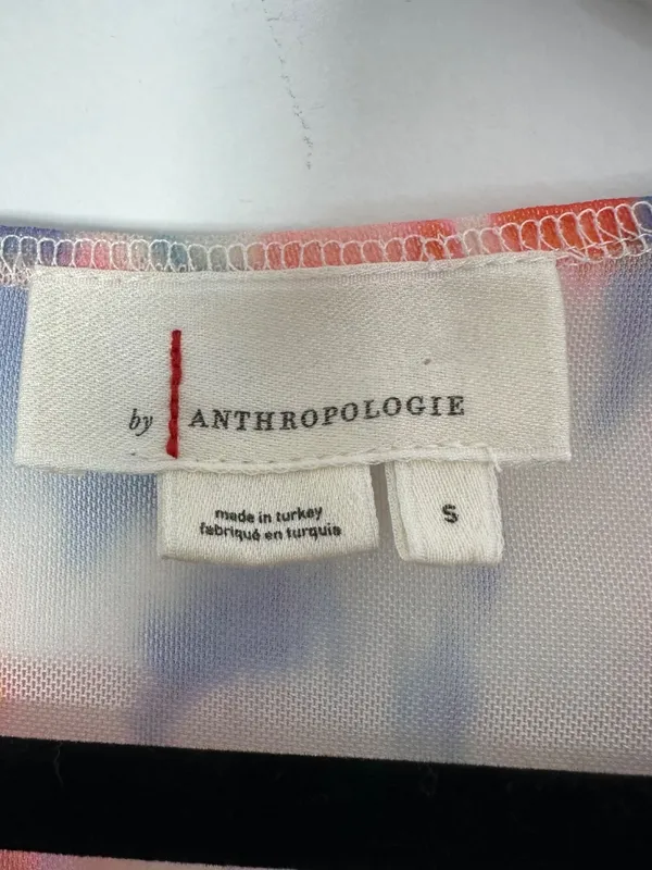 Anthropologie Long Sleeve Crossover Mesh Blouse Size S Multicolor Boho Top - Image 5