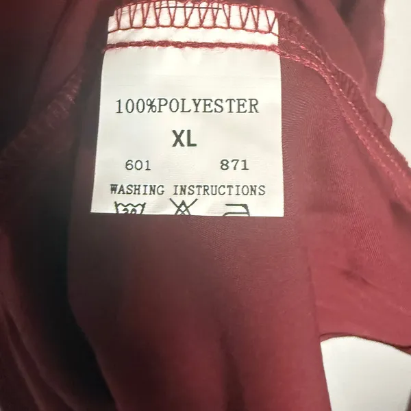 Sweetkama Burgundy Mock High Neck Draped Satin Cocktail Midi Dress Size XL - Image 8