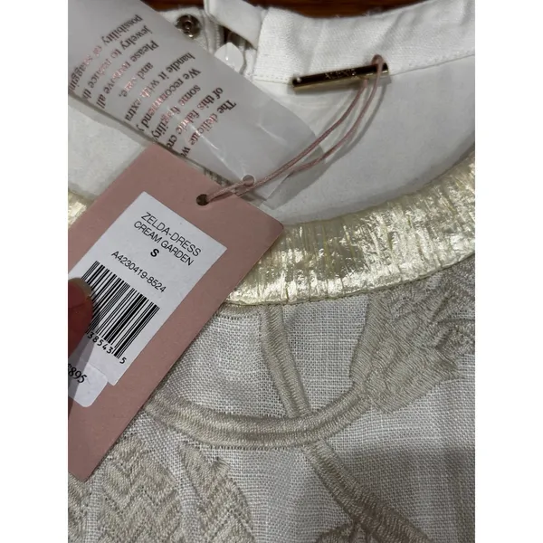 Alexis Zelda Cream Eyelet Embroidered Garden Midi Dress Sleeveless Size S - Image 5