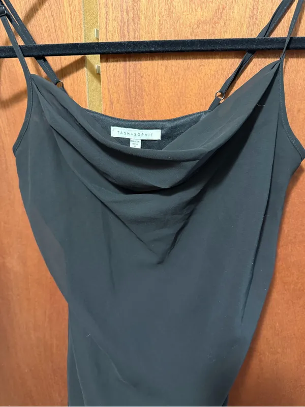 Black Cowl Neck Slip Dress - , Elegant Women's Dress - Image 2