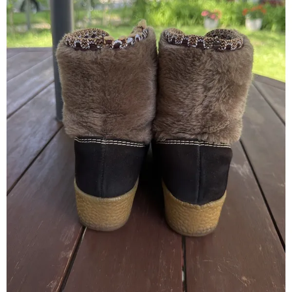 Vintage Snowland Faux Fur Suede Boots Sherpa Lined Lace Up Retro Winter Size 7 - Image 3