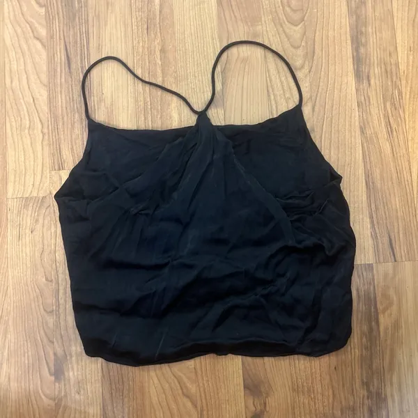 ZARA Satin Black Crop Top - Image 2
