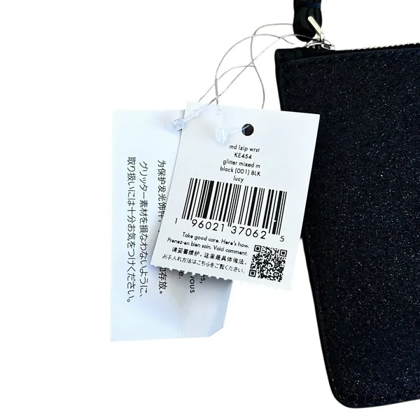 Kate Spade Black Glitter Zip Wallet Wristlet - Image 4