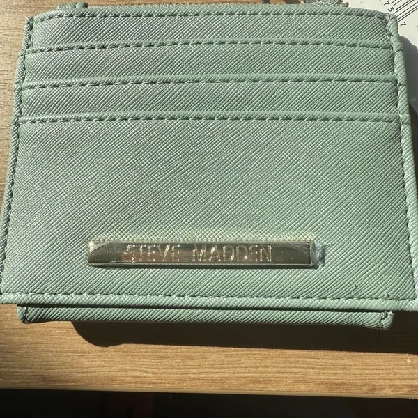 Steve Madden Bhayden‎ Card Case Sage Green Faux Leather Wallet MR116325 New - Image 4