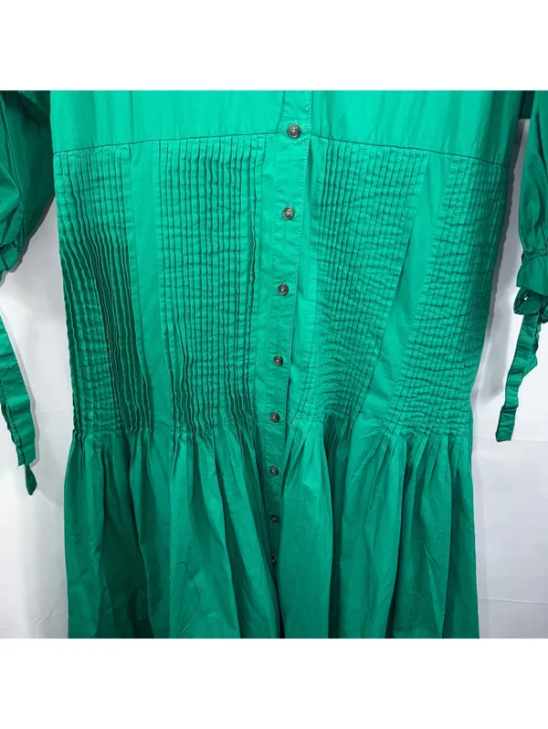 Maeve Anthropologie Green Pintuck Midi Dress XL - Image 3