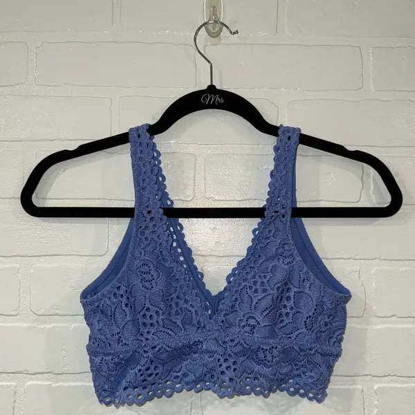 Aerie Lace Pullover Wireless Lined Bralette in Blue - Image 4
