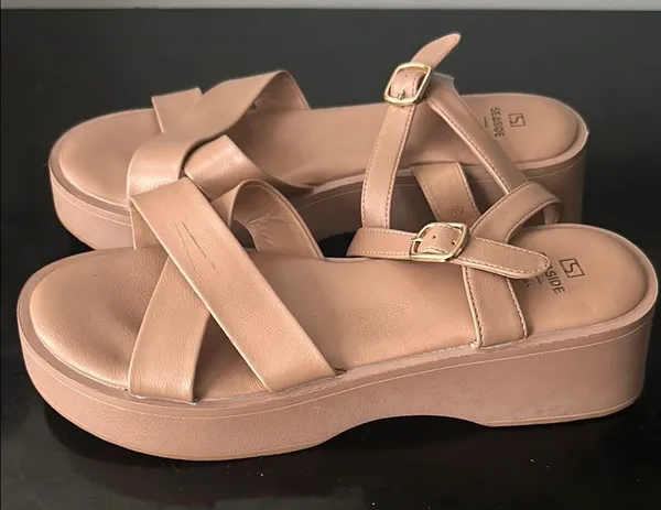 Seaside Brand Tan Sandals Minimalist Flatform Design 40 - Image 2
