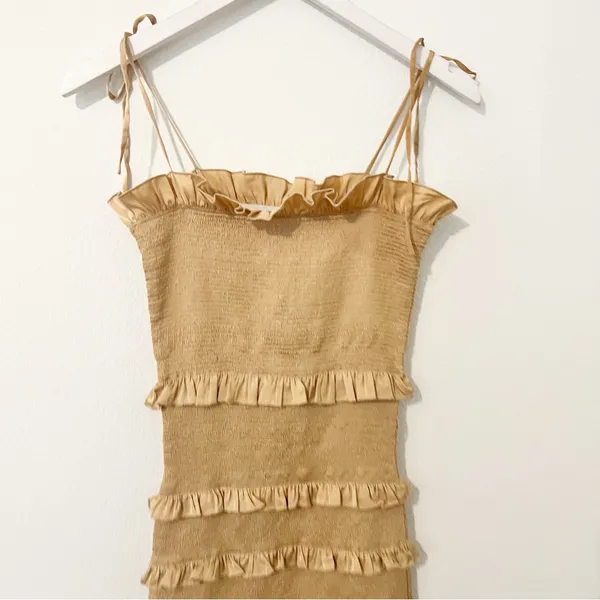 V. Chapman Lily Dress in Warm Sand Smocked Midi Revolve Size 2 - Image 6