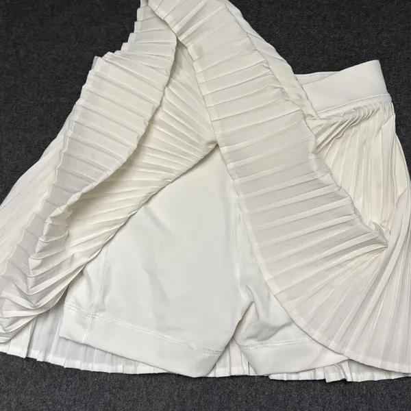 Lululemon Tiered Pleats Tennis Skirt Sz 4 White High Rise Skorts Athletic Shorts - Image 8