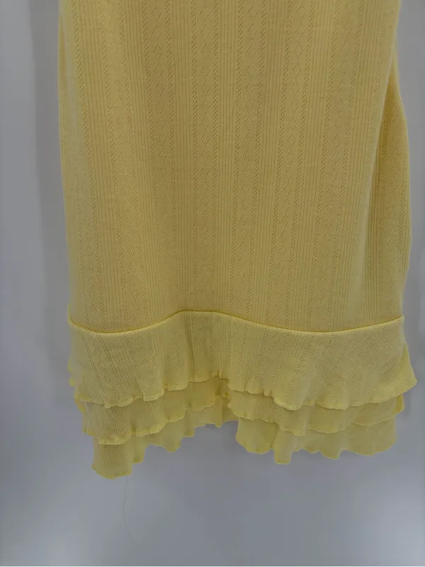 Edikted Yellow bohemian girly Ruffled Slip Dress with Pink Rose Accent size xs - Image 5