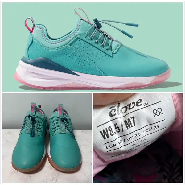 Women's Clove Pacific Palm Sneakers Nurse Healthcare Shoes 8.5 Teal and Pink - Image 2