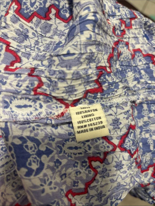 Sim & Sam Boho Print Maxi Dress Size Small Blue Red White Adjustable - Image 7