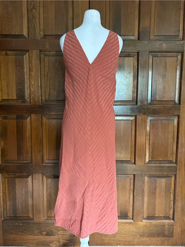 Everlane The City‎ Stripe Midi Dress Redwood Orange V-Neck Size 0 - Image 5
