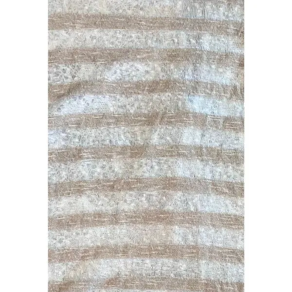 Moa Moa Cream‎ Tan Stripe Feminine Lacy Twist Cap Sleeve Top sz Small - Image 4