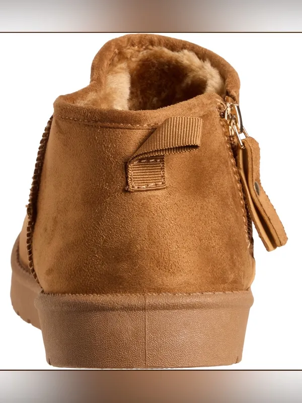 ASPEN Mini Side-Zip Faux Shearling Boots 7 Chestnut $49 Retail NEW - Image 8