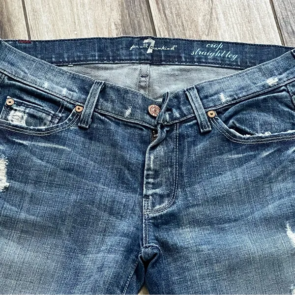 7 for all mankind blue crop straight leg jeans - Image 8