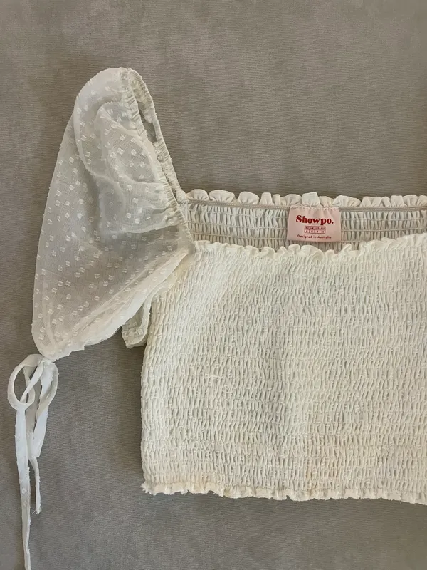 Showpo White Crop Puff Sleeve Top - Image 7