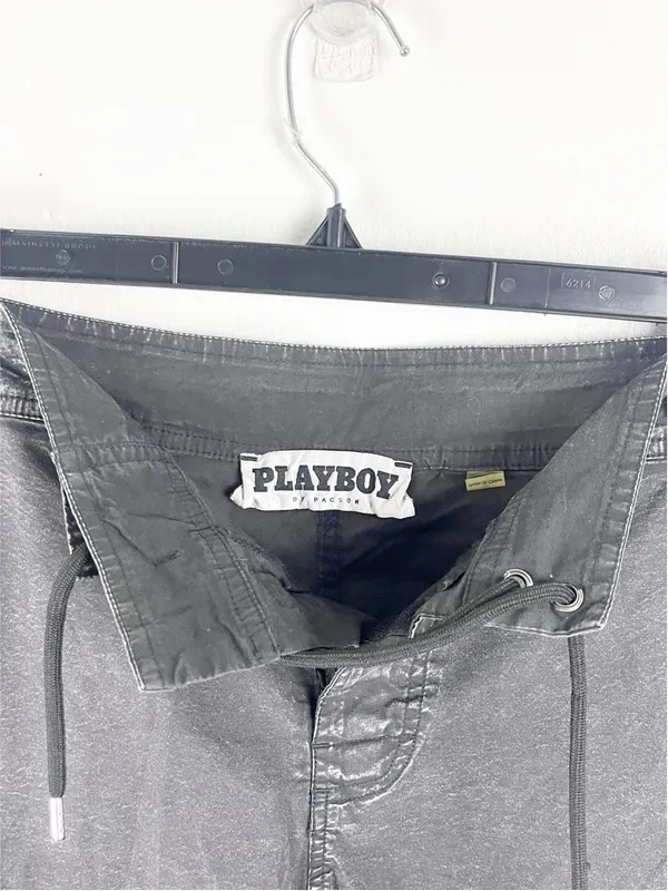 PLAYBOY BY PACSUN Black High Rise Tie Closure Detail Lightweight Shorts Small - Image 5