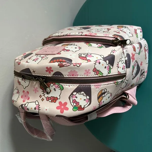 New Loungefly Hello Kitty Sushi Rolls Graphic Vegan Leather Mini Backpack - Image 3